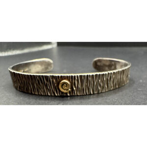 Designer Carolyn Pollak MLP Sterling Silver 925 & 14k Gold Cuff Bracelet 6.75"